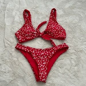 SHEIN Red Floral Bikini Set